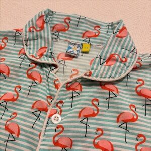 Flamingo Print Striped Pajama Set (fits like 3/4T)